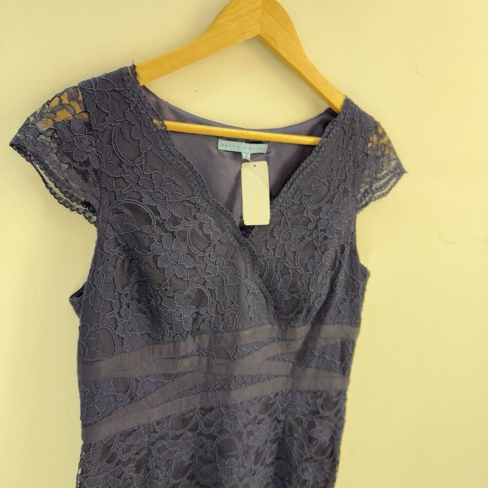 New Antonio Melani blue short sleeve lace mini sheath dress size 8 - Picture 5 of 16